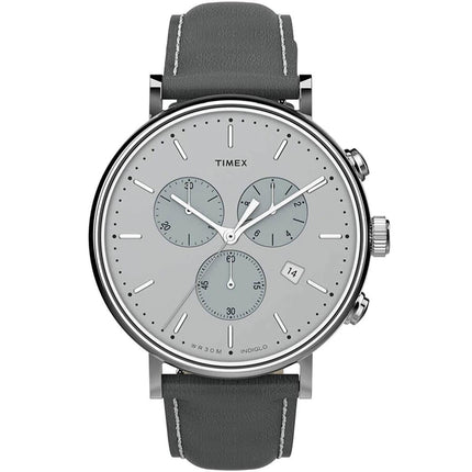 Timex Men's Chronograph Watch - Fairfield Silver Dial Grey Strap | TW2T67500VQ ,