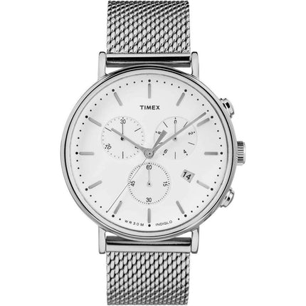 Timex Men's Chronograph Watch - Fairfield White Dial Mesh Bracelet | TW2R27100VQ ,