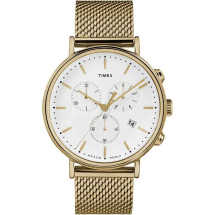 Timex Men's Chronograph Watch - Fairfield Yellow Gold Mesh Bracelet | TW2R27200VQ ,