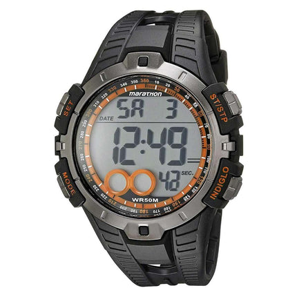 Timex Men's Chronograph Watch - Marathon Grey Digital Dial Rubber Strap | T5K801 ,