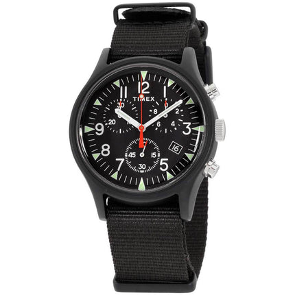 Timex Men's Chronograph Watch - MK1 Black Dial Black Nylon Strap | TW2R67700VQ ,