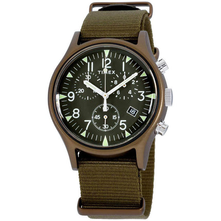 Timex Men's Chronograph Watch - MK1 Green Dial Green Nylon Strap | TW2R67800VQ ,