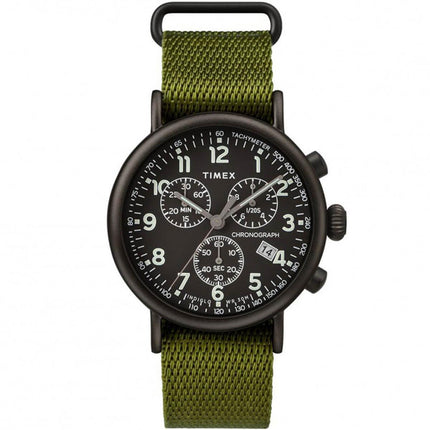 Timex Men's Chronograph Watch - Standard Black Dial Green Strap | TW2T21400VQ ,