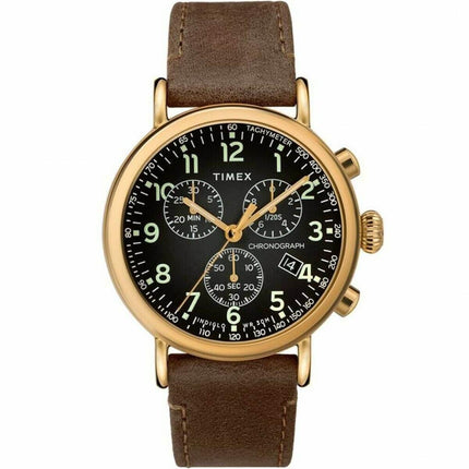 Timex Men's Chronograph Watch - Standard Grey Dial Leather Strap | TW2T20900VQ ,