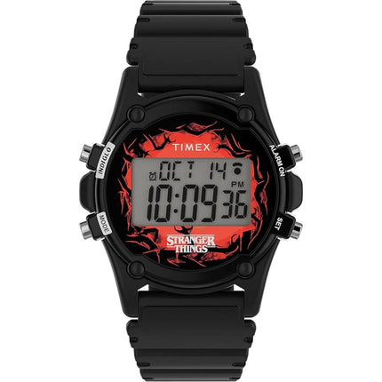 Timex Men's Digital Watch - Atlantis X Stranger Things Black Resin Strap | TW2V51000YB ,