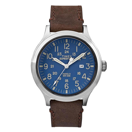 Timex Men's Leather Strap Watch - Expedition Scout Indiglo Light-Up Dial | TW4B06400JV ,