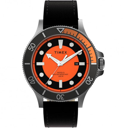 Timex Men's Quartz Watch - Allied Coastline Orange Dial Fabric Strap | TW2U10700VQ ,