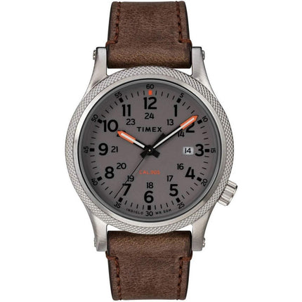 Timex Men's Quartz Watch - Allied Grey Dial Brown Leather Strap | TW2T33300VQ ,