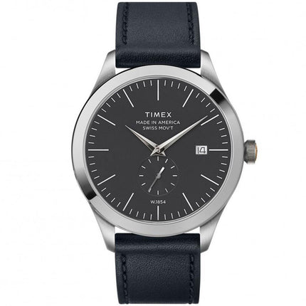 Timex Men's Quartz Watch - American Documents Grey Dial Leather Strap | TW2R82800US ,