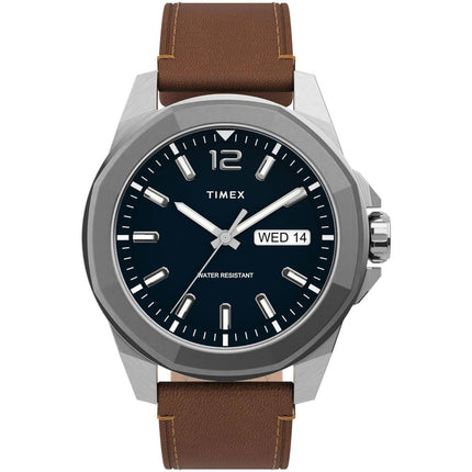 Timex Men's Quartz Watch - Essex Avenue Blue Dial Leather Strap | TW2U15000VQ ,