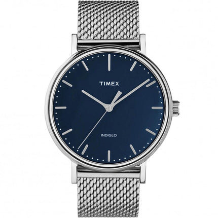 Timex Men's Quartz Watch - Fairfield Blue Dial Silver Mesh Bracelet | TW2T37500VQ ,