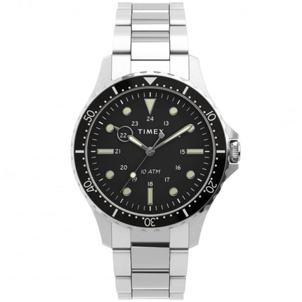 Timex Men's Quartz Watch - Navi XL Black Dial Silver Bracelet | TW2U10800VQ ,