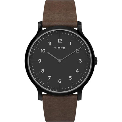Timex Men's Quartz Watch - Norway Black Dial Brown Leather Strap | TW2T66400VQ ,