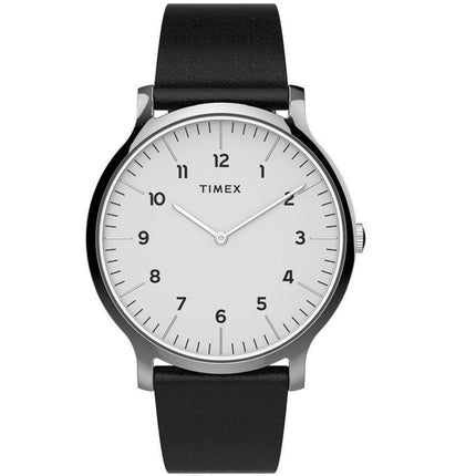 Timex Men's Quartz Watch - Norway White Dial Black Leather Strap | TW2T66300VQ ,