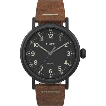 Timex Men's Quartz Watch - Standard Black Dial Brown Leather Strap | TW2T69300VQ ,