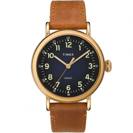 Timex Men's Quartz Watch - Standard Blue Dial Brown Leather Strap | TW2T20000VQ ,