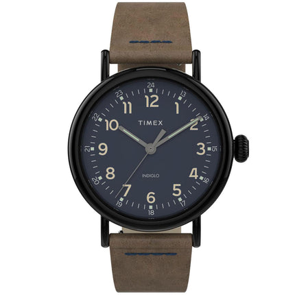 Timex Men's Quartz Watch - Standard Blue Dial Brown Leather Strap | TW2T69400VQ ,