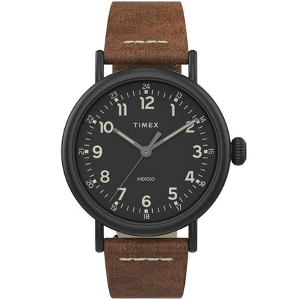Timex Men's Quartz Watch - Standard Grey Dial Green Leather Strap | TW2T20100VQ ,