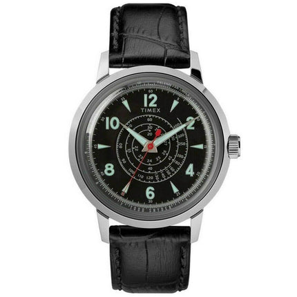 Timex Men's Quartz Watch - Todd Snyder Black Dial Leather Strap | TW2T19500JR ,
