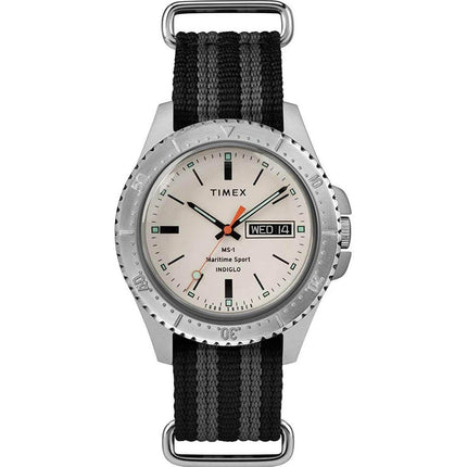 Timex Men's Quartz Watch - Todd Snyder Cream Dial Black and Gray Strap | TW2R83400JR ,