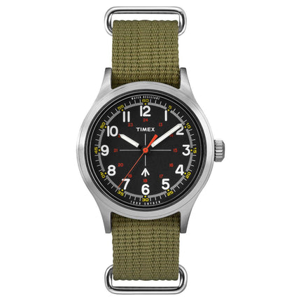 Timex Men's Quartz Watch - Todd Snyder Military Black Dial Green Strap | TW4B05800JR ,