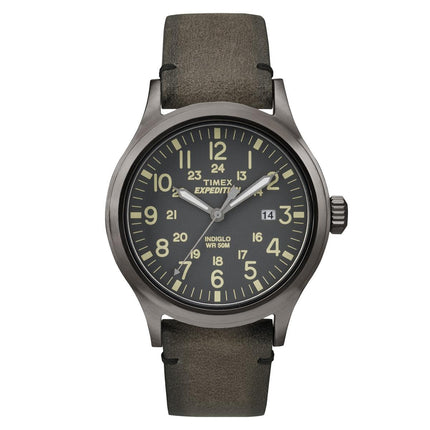 Timex Men's Strap Watch - Expedition Scout Date Quartz Brown Leather | TW4B01700JV ,