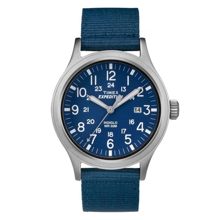 Timex Men's Strap Watch - Expedition Scout Indiglo Light-Up Blue Dial | TW4B07000 ,