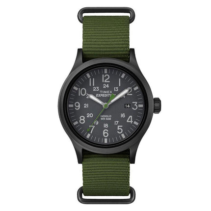 Timex Men's Strap Watch - Expedition Scout Quartz Black Dial Green Nylon | TW4B04700JV ,