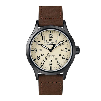 Timex Men's Strap Watch - Expedition Scout Quartz Date Brown Leather | T49963JV ,