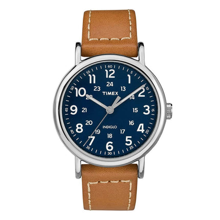 Timex Men's Strap Watch - Weekender Blue Dial Tan Leather | TW2R42500JV ,