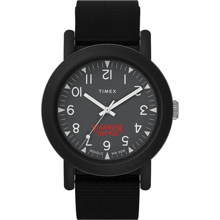 Timex Men's Watch - Camper X Stranger Things Fabric Strap Black Dial | TW2V50800YB ,