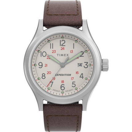 Timex Men's Watch - Expedition North Sierra Cream Dial Leather Strap | TW2V07300VQ ,