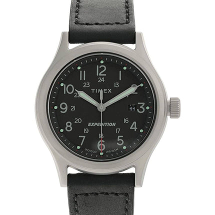 Timex Men's Watch - Expedition Sierra Black Dial Black Leather Strap | TW2V07400VQ ,