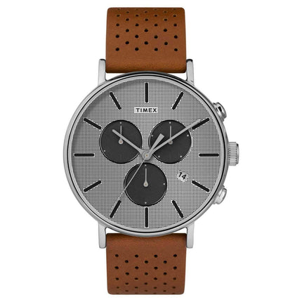 Timex Men's Watch - Fairfield Supernova Silver Tone Dial Tan Strap | TW2R79900VQ ,