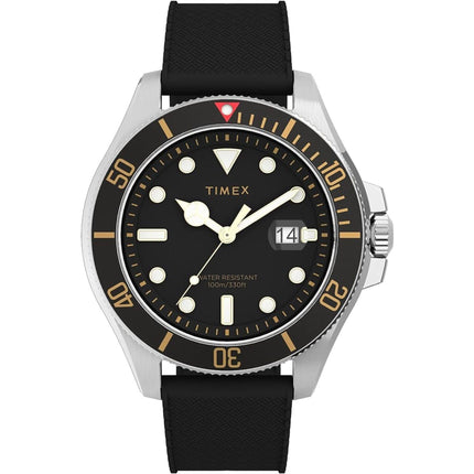 Timex Men's Watch - Harborside Coast Rotating Bezel Black Rubber Strap | TW2V27200VQ ,