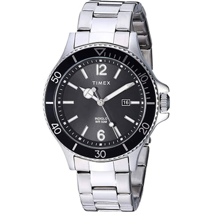 Timex Men's Watch - Harborside Quartz Black Dial Silver Tone Bracelet | TW2R64600JT ,