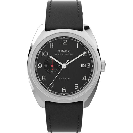 Timex Men's Watch - Marlin Automatic Date Display Black Leather Strap | TW2V62100 ,