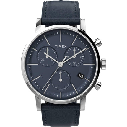 Timex Men's Watch - Midtown Chronograph Date Display Blue Leather Strap | TW2V36800VQ ,