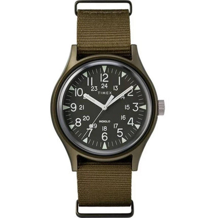 Timex Men's Watch - MK1 Indiglo Backlight Black Dial Brown Nylon Strap | TW2R37500VQ ,