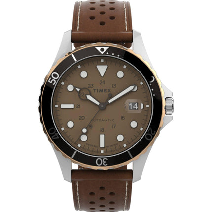 Timex Men's Watch - Navi XL Automatic Date Display Brown Leather Strap | TW2V41500ZV ,
