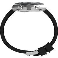 Timex Men's Watch - Q Chronograph Rotating Bezel Black Dial Rubber Strap | TW2V70000 ,