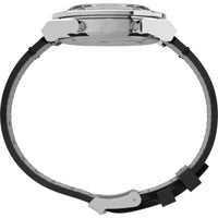 Timex Men's Watch - Q Chronograph Rotating Bezel Black Leather Strap | TW2V42700 ,