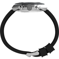 Timex Men's Watch - Q Chronograph Rotating Bezel White Dial Rubber Strap | TW2V70100 ,