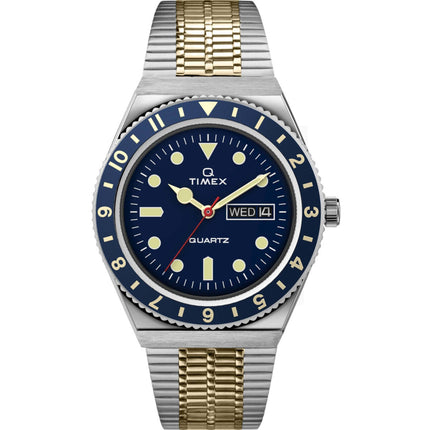Timex Men's Watch - Q Diver Quartz Blue Dial Stainless Steel Bracelet | TW2V18400ZV ,