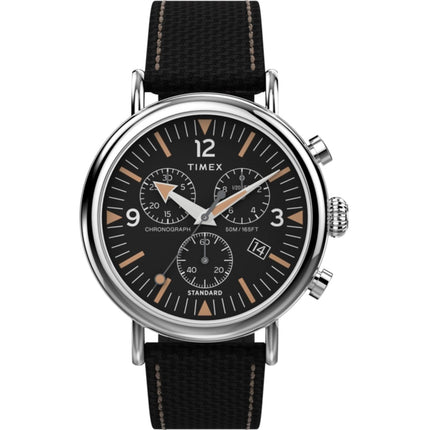 Timex Men's Watch - Standard Chronograph Black Dial Silver Brass Case | TW2V43700VQ ,