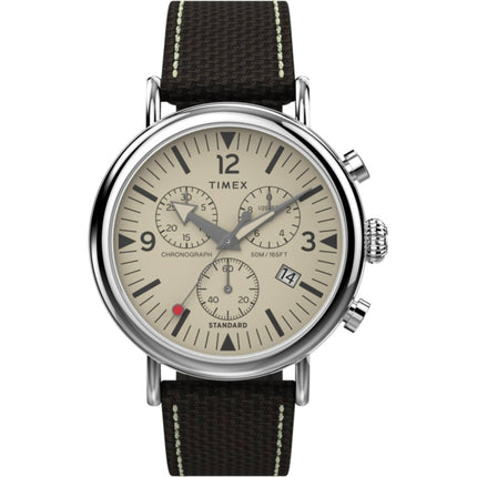 Timex Men's Watch - Standard Chronograph Cream Dial Silver Brass Case | TW2V43700VQ ,