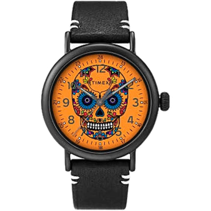 Timex Men's Watch - Standard Dia De Los Muertos Black Leather Strap | TW2U95300VQ ,