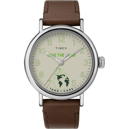Timex Men's Watch - Standard Peanuts Cream Dial Brown Leather Strap | TW2V32800JR ,