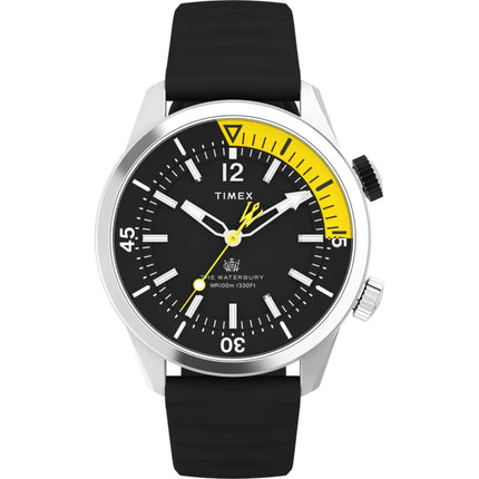 Timex Men's Watch - The Waterbury Black and Yellow Dial Rubber Strap | TW2V73400 ,
