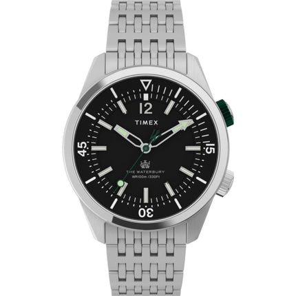 Timex Men's Watch - The Waterbury Black Dial Stainless Steel Bracelet | TW2V49700 ,